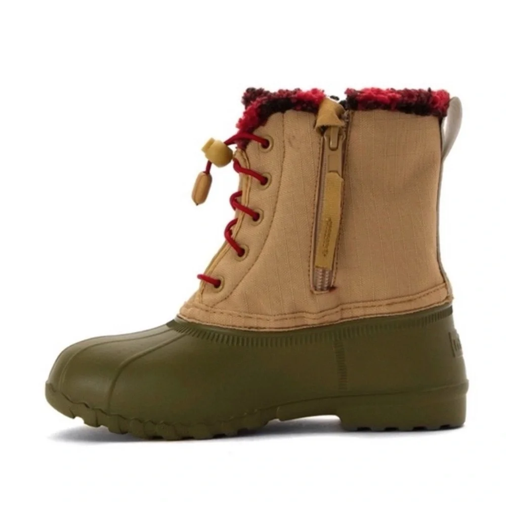 Native Tan & Olive Green Jimmy Rubber Duck Boots Kids Size 12